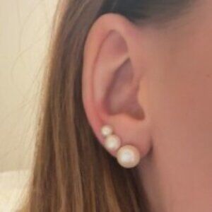 3 Pearl Stud Earring pairs - White genuine freshwater sterling silver
